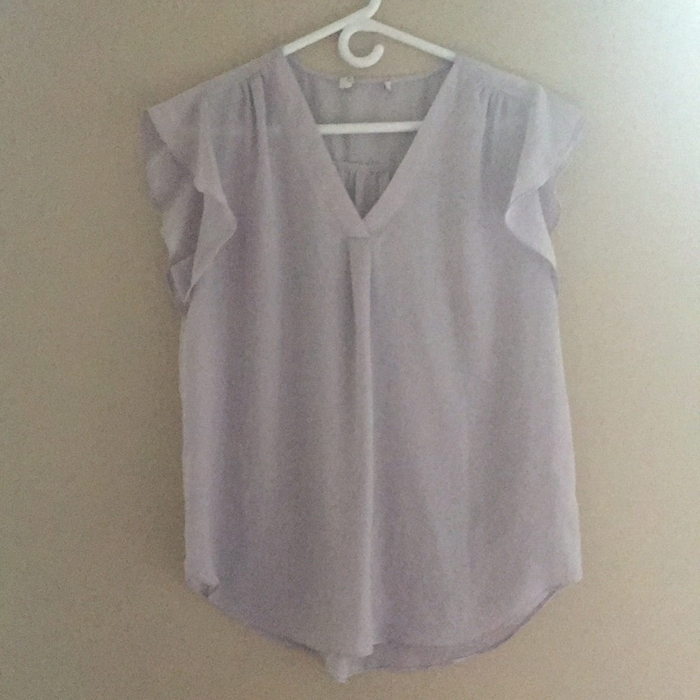 Chaus light purple chiffon short-sleeved blouse